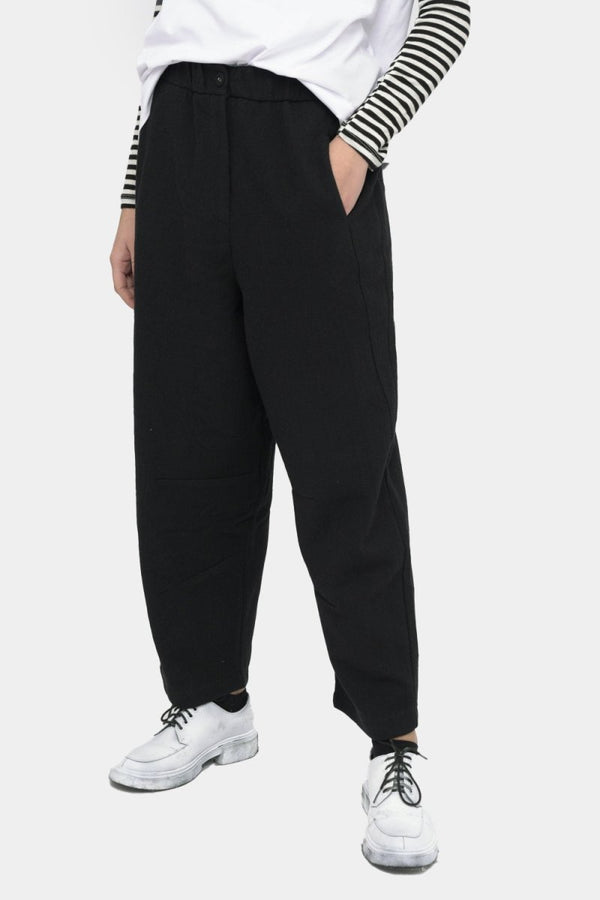 Baci Elastic Waist Cotton Pant Black