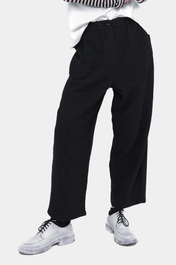 baci Elastic Waist Cotton Pant Black