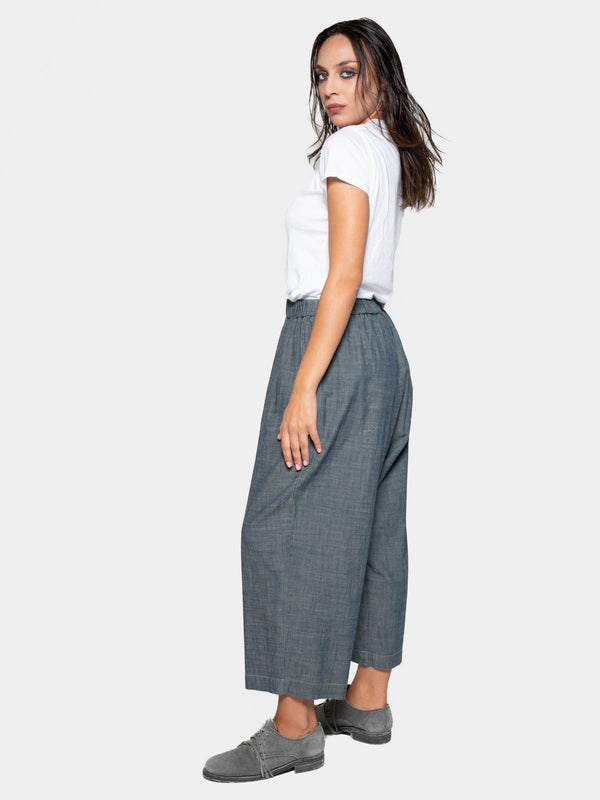 Baci Elastic Waist Cropped Pants Oyster Grey
