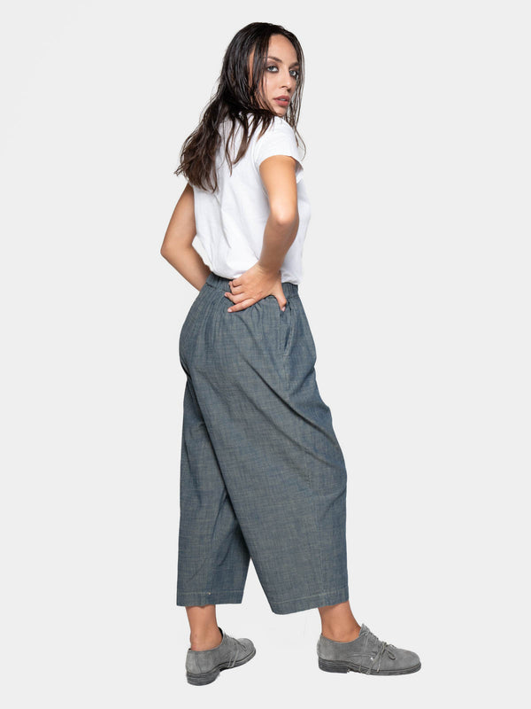 Baci Elastic Waist Cropped Pants Oyster Grey