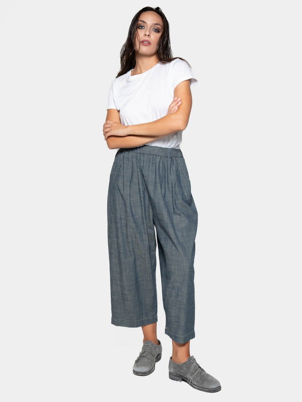 Baci Elastic Waist Cropped Pants Oyster Grey