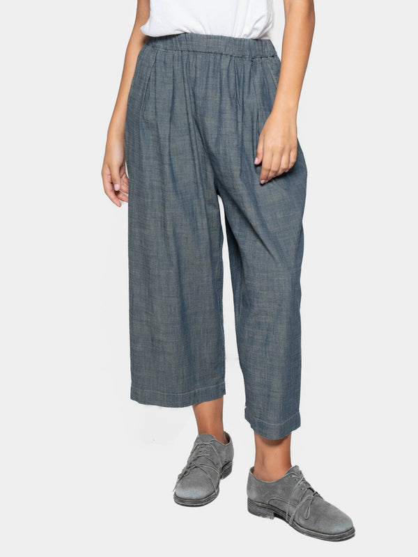 baci Elastic Waist Cropped Pants Oyster Grey