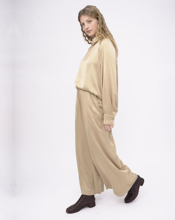 Baci Elastic Waist Silk Palazzo Pants Black