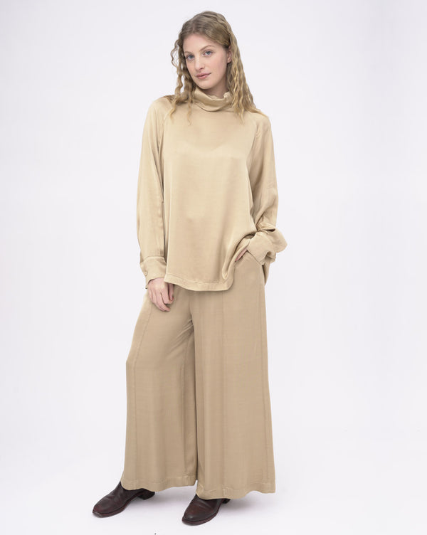 Baci Elastic Waist Silk Palazzo Pants Black