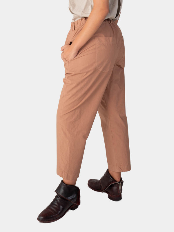 Baci Elastic Waist Tapered Cotton Pants Bianco