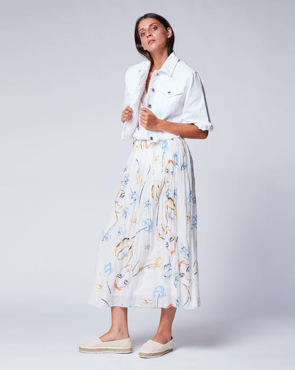 Baci Face Printed Maxi Skirt Face Print