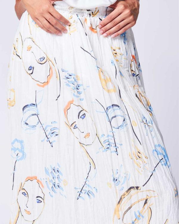 Baci Face Printed Maxi Skirt Face Print