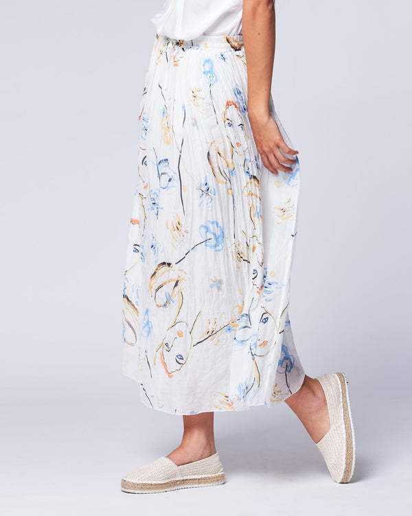 Baci Face Printed Maxi Skirt Face Print