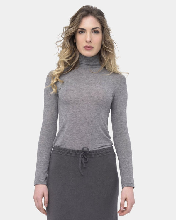 baci Fitted Glitter Turtleneck Tee Black