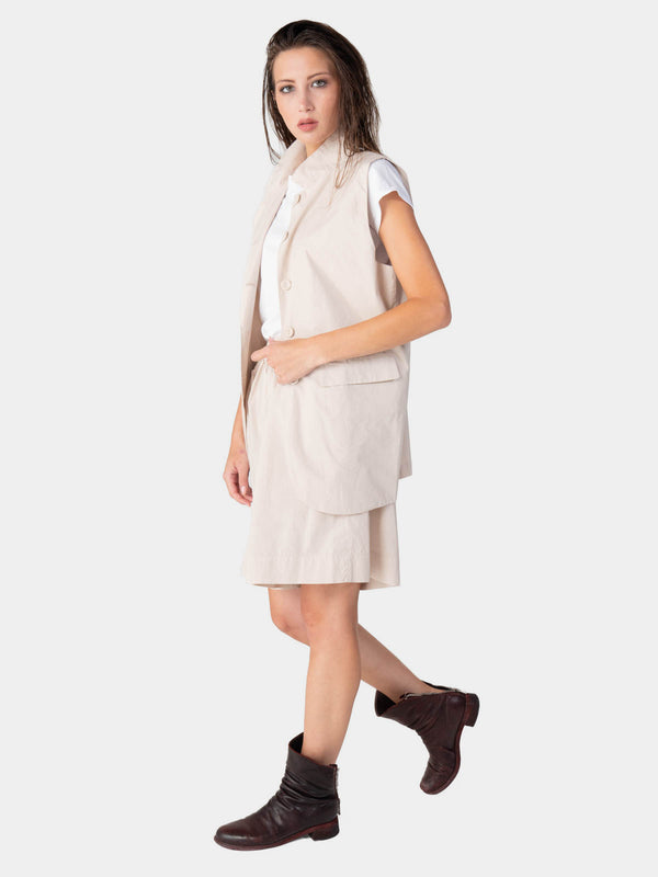 Baci Flap Pocket Solid Cotton Vest Mare