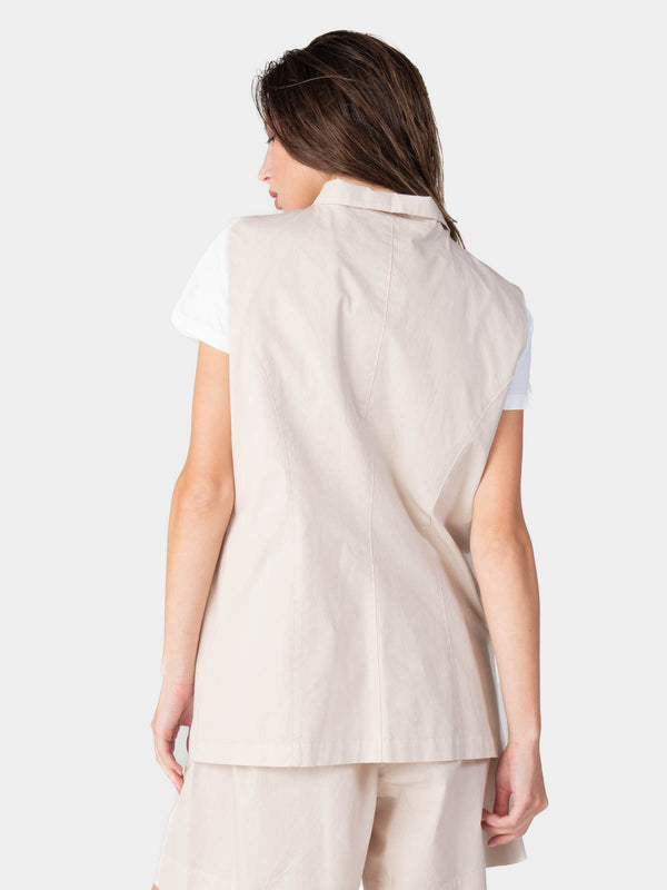 Baci Flap Pocket Solid Cotton Vest Mare