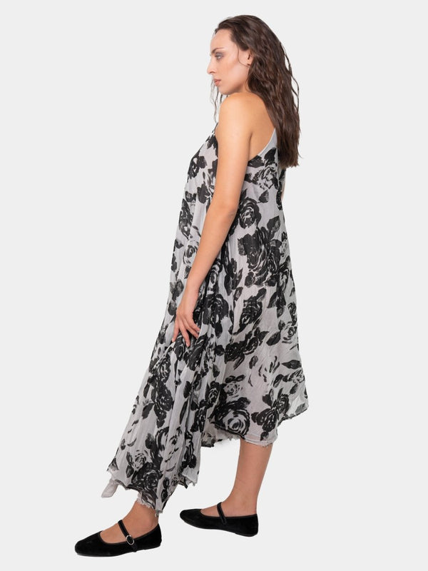 Baci Floral Halter Neck Maxi Dress Black Print
