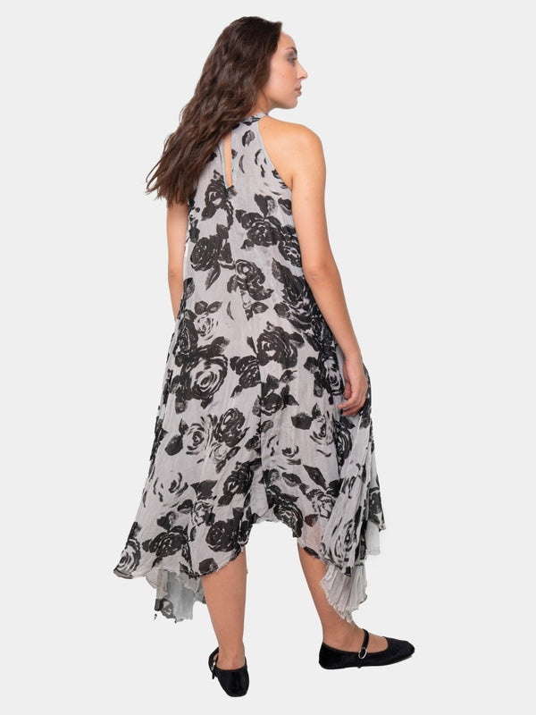 Baci Floral Halter Neck Maxi Dress Black Print