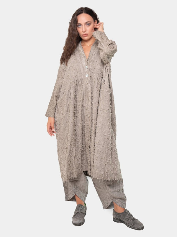 Baci Fringe Kimono Duster Coat Hemp