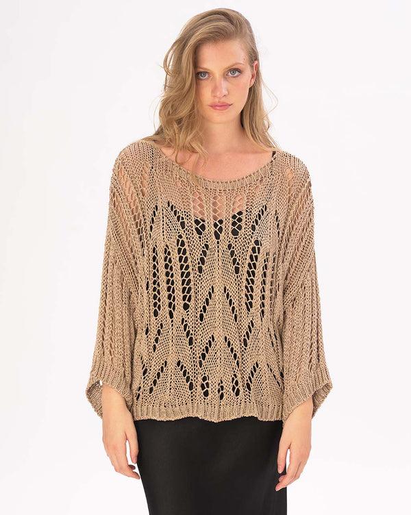 baci Handmade Fishnet Long Sleeve Shirt Black