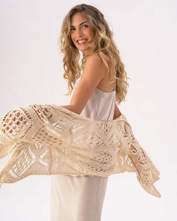 baci Handmade Fishnet Tie-Waist Cardigan Black