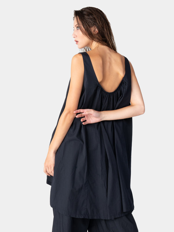 Baci Hi Lo Drawstring Hem Cotton Tank Bianco