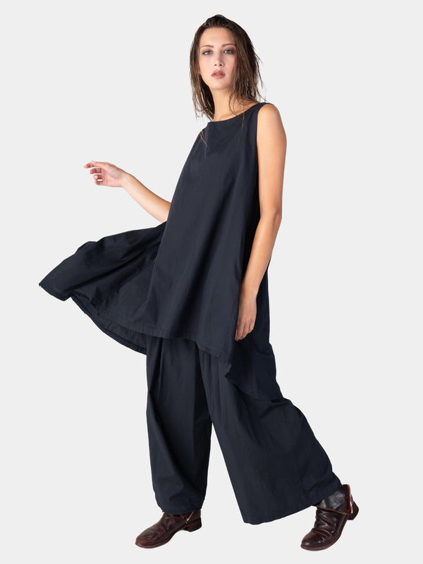 Baci Hi Lo Drawstring Hem Cotton Tank Bianco