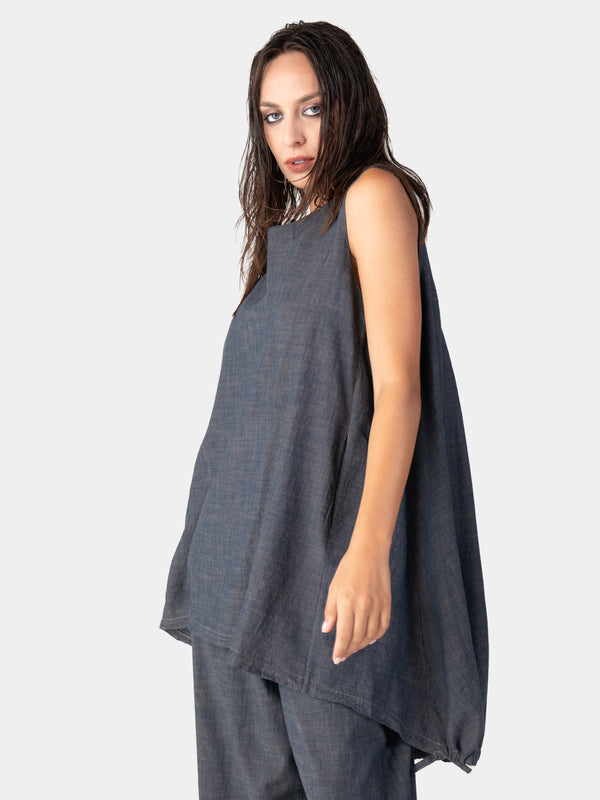 Baci Hi Lo Drawstring Hem Tunic Cappuccino