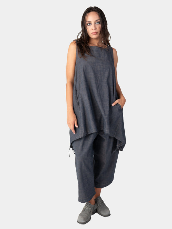 Baci Hi Lo Drawstring Hem Tunic Cappuccino