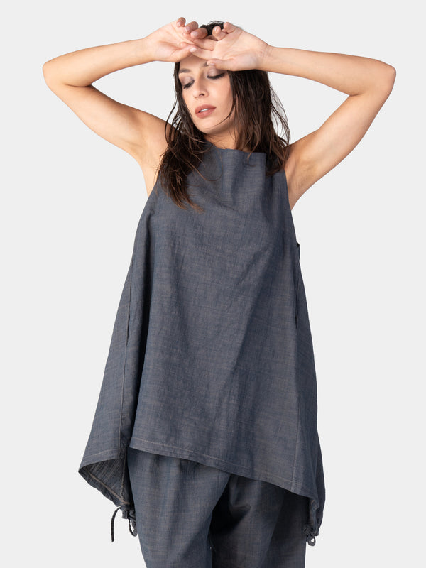 baci Hi Lo Drawstring Hem Tunic Cappuccino