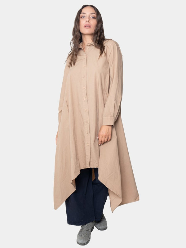 baci Hi-Lo Flared Shirtdress Black