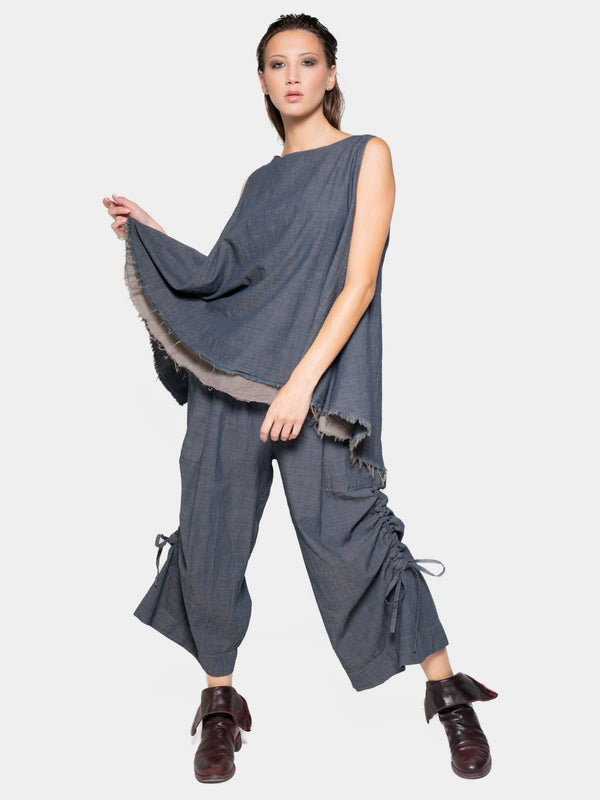 Baci Hi-Lo Frayed Layer Tank Cappuccino