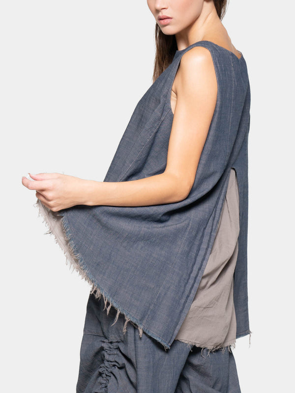 Baci Hi-Lo Frayed Layer Tank Cappuccino