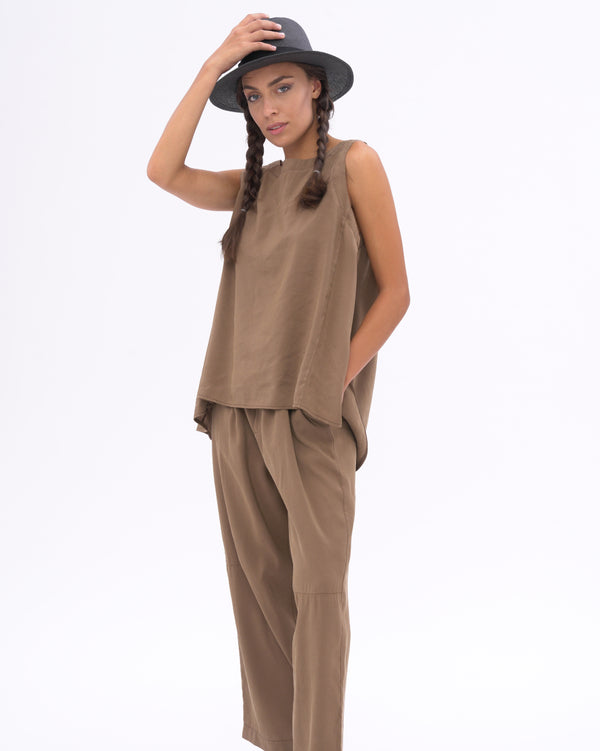 Baci Hi-Lo Hem Tank Shirt Natural