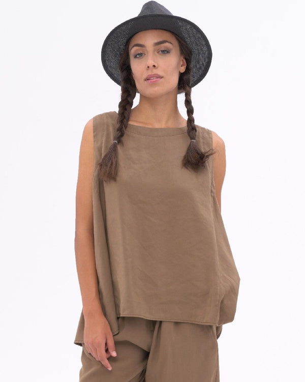 baci Hi-Lo Hem Tank Shirt Natural