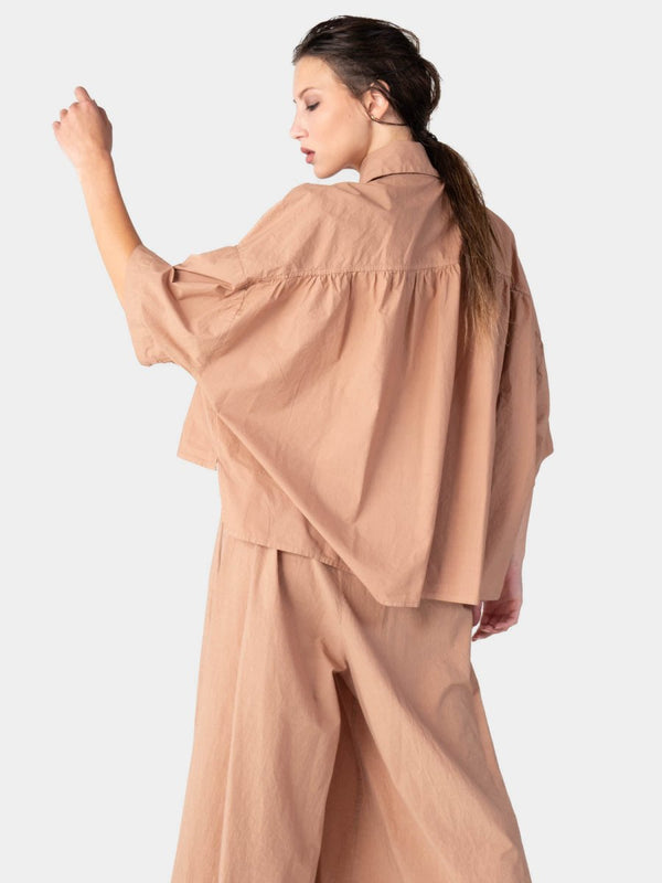 Baci Hi-Lo Organic Cotton Cropped Shirt Bianco