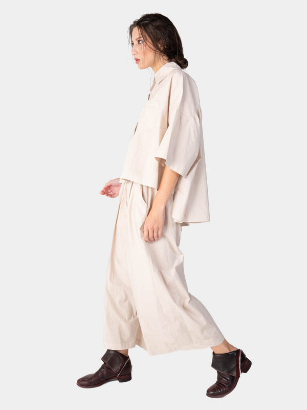 Baci Hi-Lo Organic Cotton Cropped Shirt Bianco