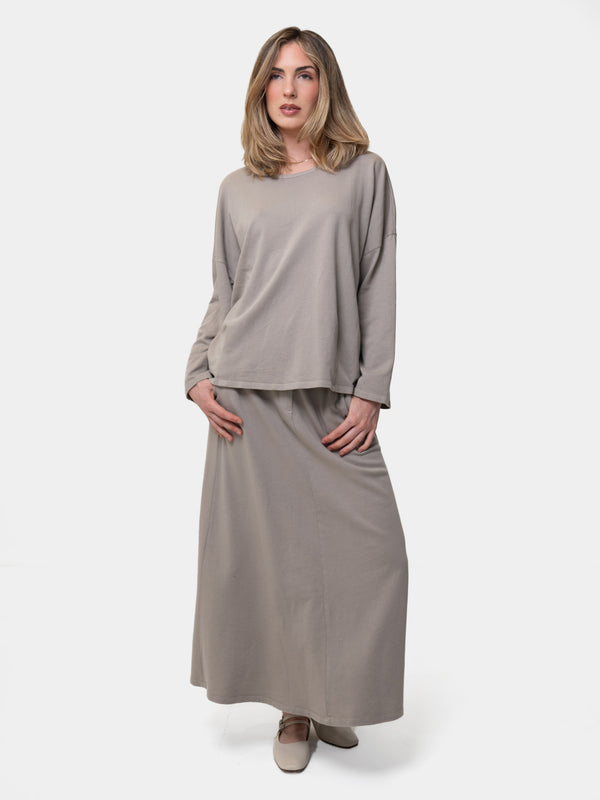 Baci Hi Lo Round Neck Cotton Sweatshirt Bianco