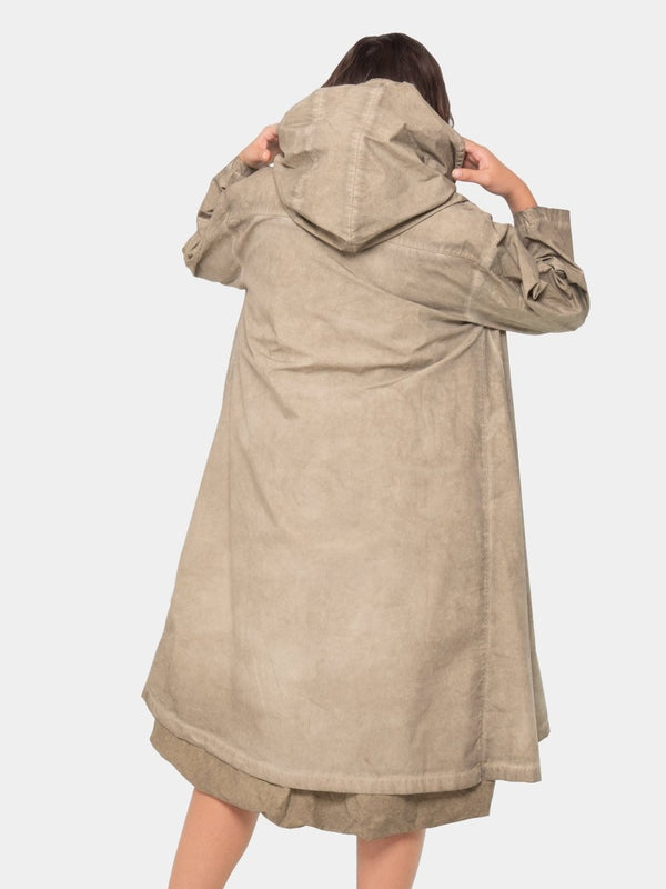 Baci Hooded Stonewashed Raincoat Hemp