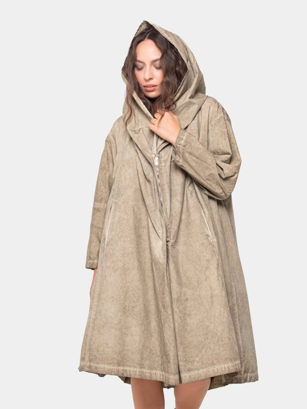 baci Hooded Stonewashed Raincoat Hemp