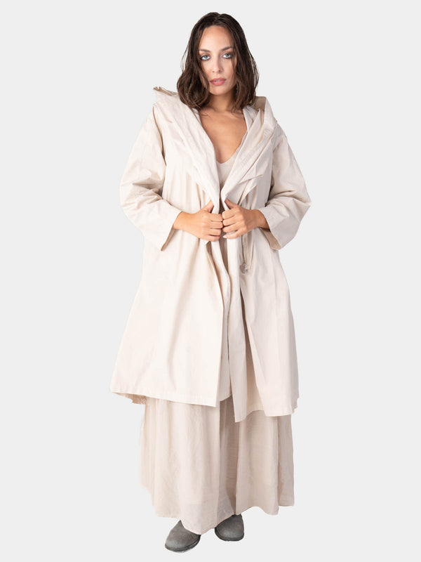 baci Hooded Zip Mid Length Cotton Jacket Mare