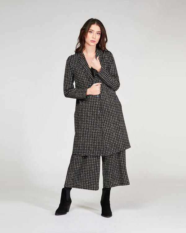 Baci Houndstooth 3 Button Overcoat White / Black
