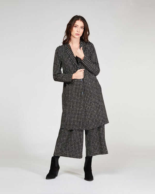 Baci Houndstooth 3 Button Overcoat White / Black