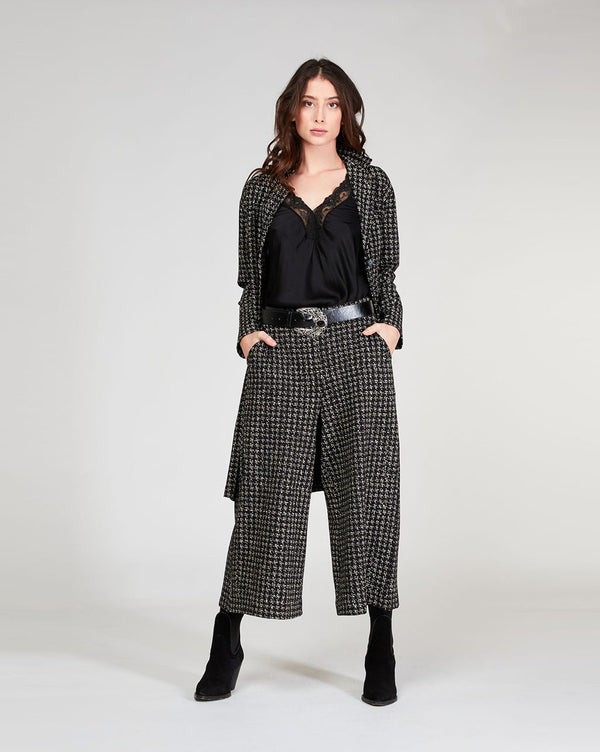 Baci Houndstooth 3 Button Overcoat White / Black