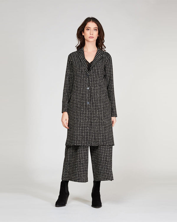 baci Houndstooth 3 Button Overcoat White / Black