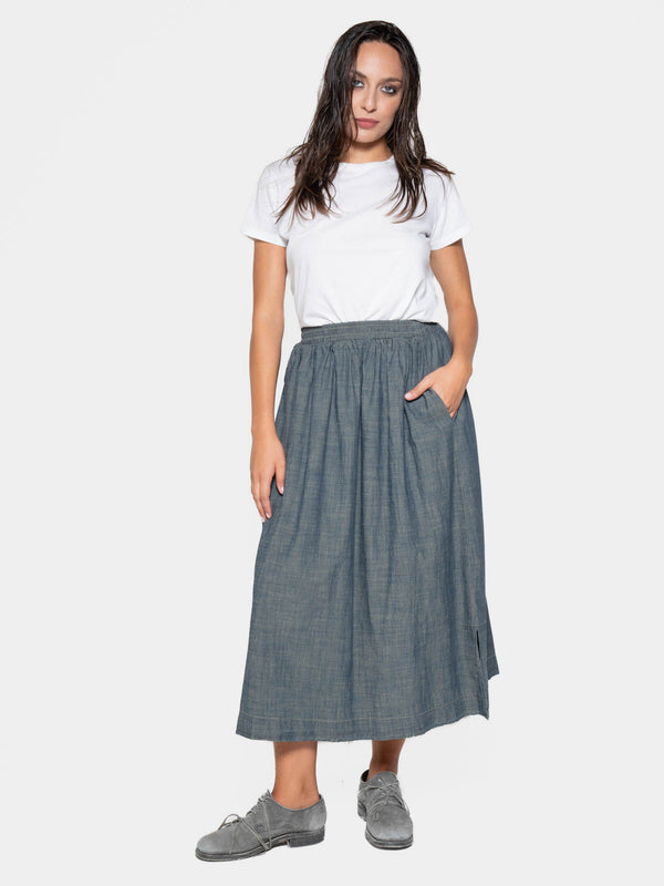 Baci Layered Hem Midi Skirt Cappuccino