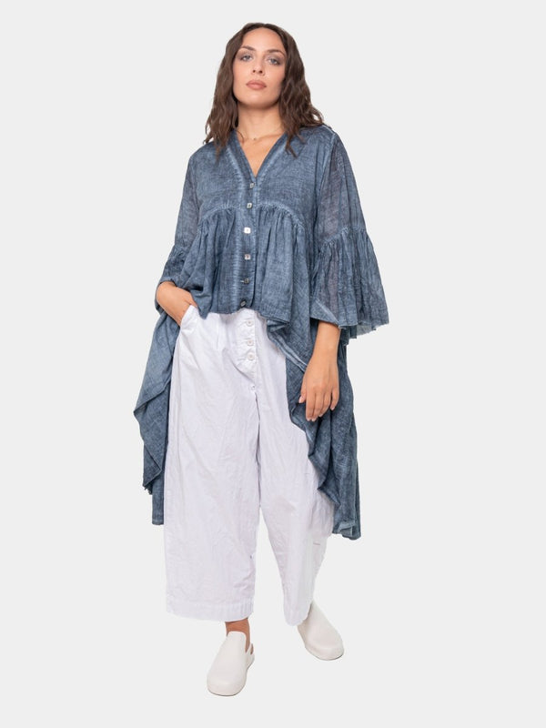 Baci Layered Hi Low Ruffle Duster Hemp