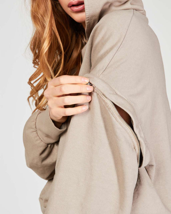 Baci Layered Hooded Sweatshirt Cement