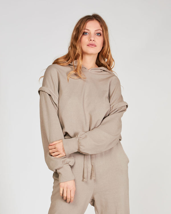 baci Layered Hooded Sweatshirt Cement