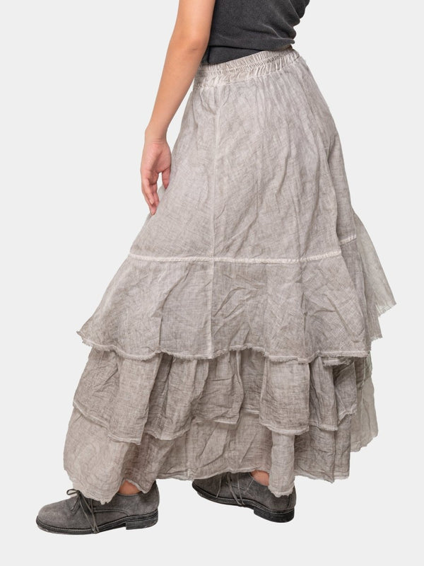 Baci Layered Ruffle Midi Skirt Hemp