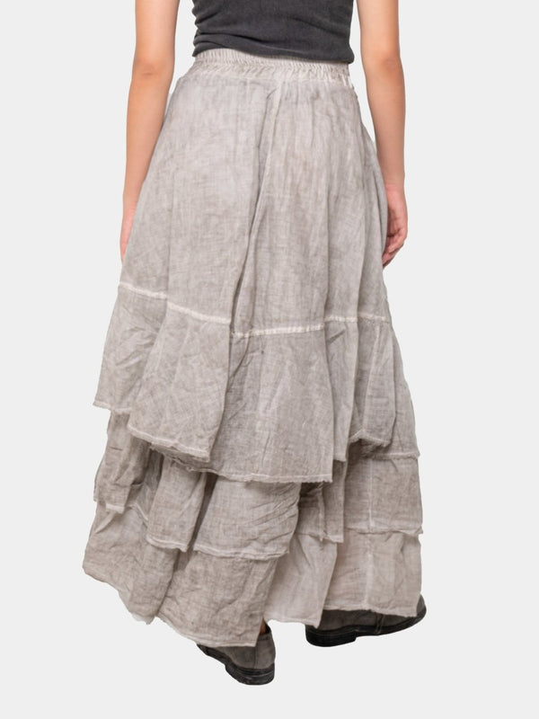 Baci Layered Ruffle Midi Skirt Hemp