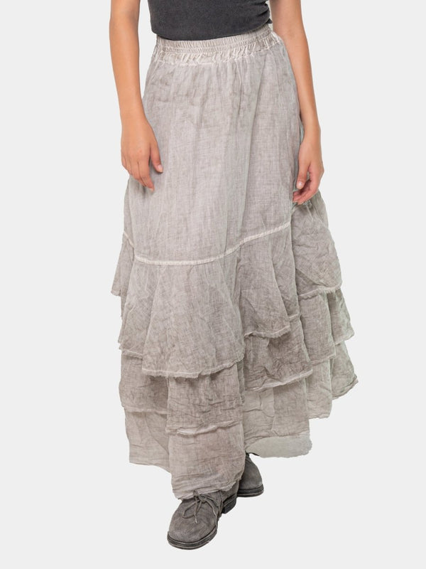 baci Layered Ruffle Midi Skirt Hemp