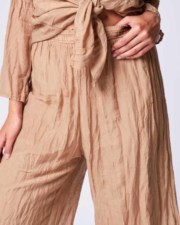 Baci Light Crinkle Palazzo Pant Camel