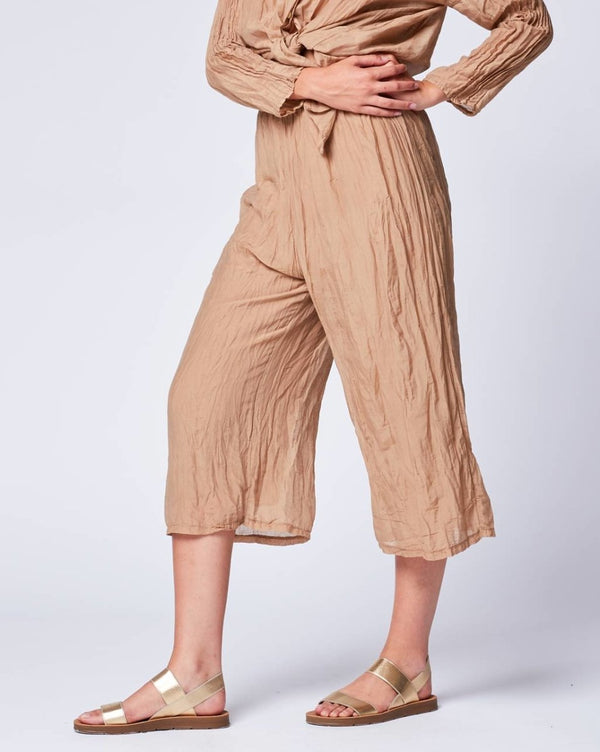 Baci Light Crinkle Palazzo Pant Camel
