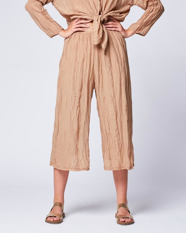 baci Light Crinkle Palazzo Pant Camel